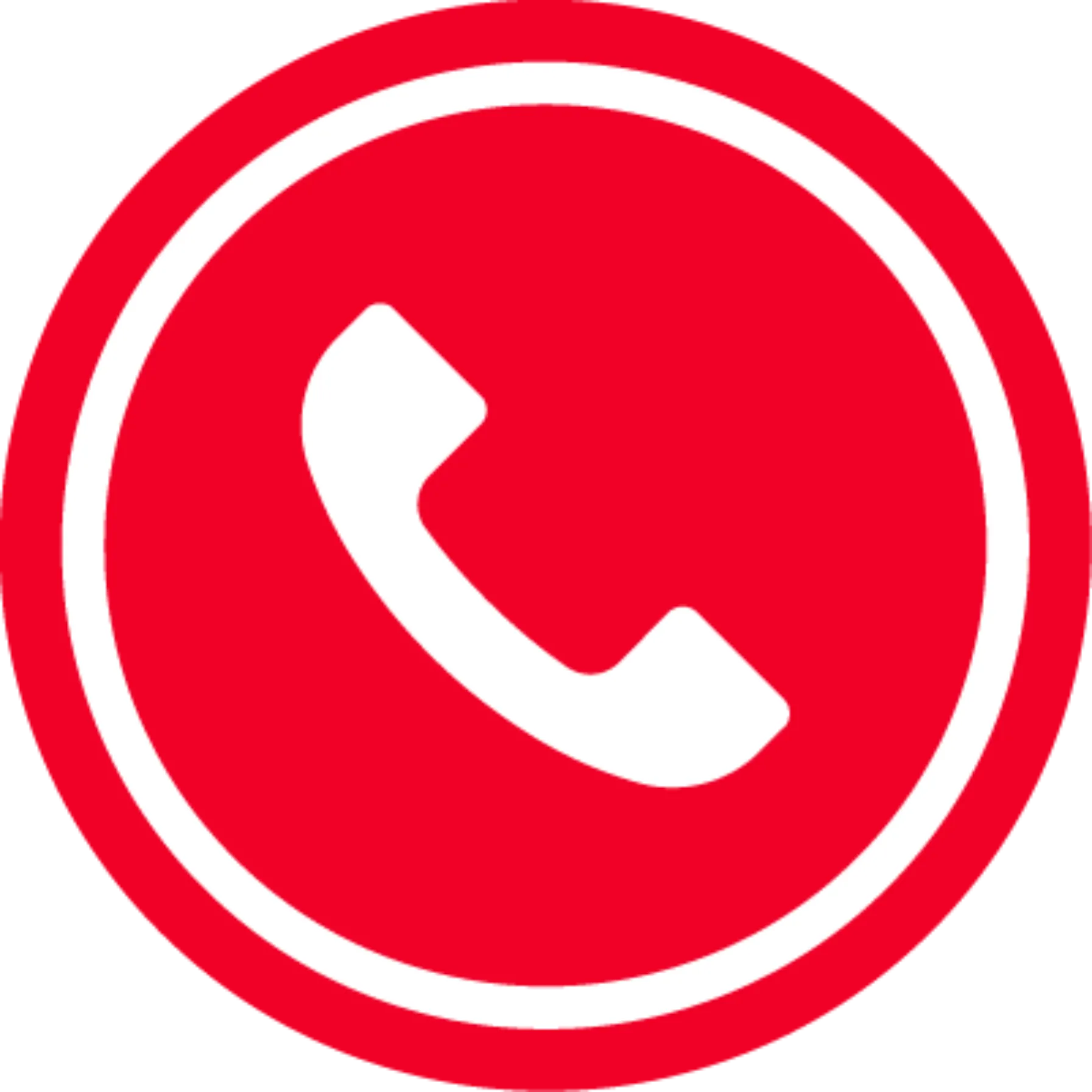 אייקון טלפון לבן בעיגול אדום